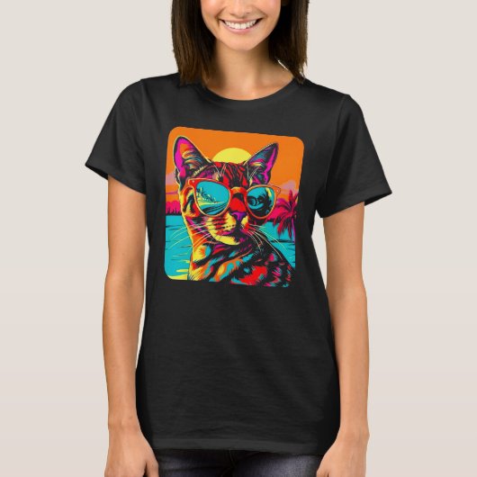 Bengal Cat Summer Beach T-shirt (Voorkant)