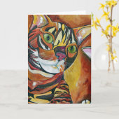 Bengal Cat Wenskaart Kaart (Gele Bloem)