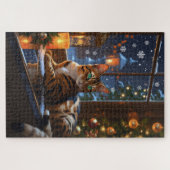 Bengal Cat With Christmas Lights Holiday Legpuzzel (Horizontaal)