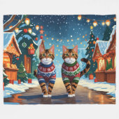 Bengal Cats Christmas Snow Holiday Fleece Deken (Voorkant (Horizontaal))