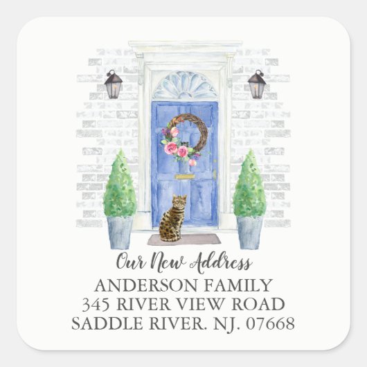 Bengal Chat Porte Bleue Nouvelle Adresse Sticker É (Devant)