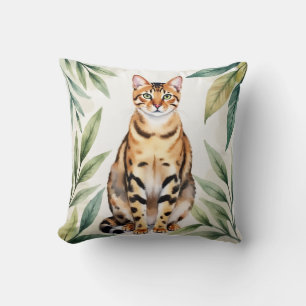 Bengal Kat Aquarel Jungleblad Kunst Kussen