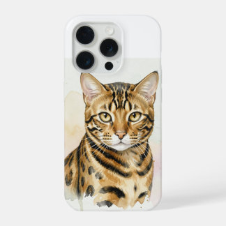 Bengal Kat Aquarel Portret iPhone 15 Pro Hoesje