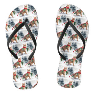 Bengal Kat in Sneeuw Kerstmis  Teenslippers