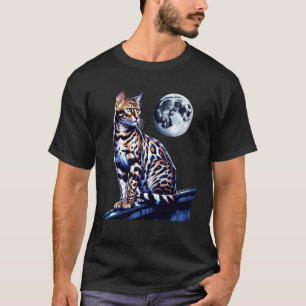 Bengal Kat Kat Volle Maan Dak Nacht Scene T-shirt