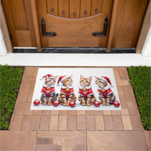 Bengal Kat Kerst Jurk Kerstman Hoed Deurmat