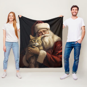 Bengal Kat met Sinterklaas Festive Kerstmis Fleece Deken
