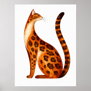 Bengal Kat Profiel Waterverf Poster