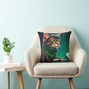 Bengal kat rijdt op fiets St. Patrick's Day Kussen