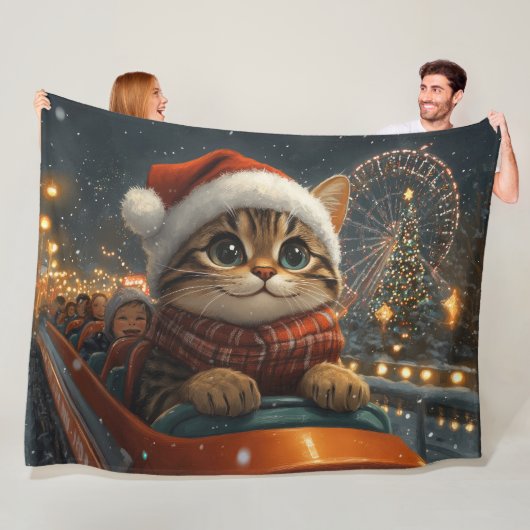 Bengal Kat Roller Coaster Kerstmis Fleece Deken (In situ)