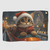 Bengal Kat Roller Coaster Kerstmis Golfhanddoek (Horizontaal)