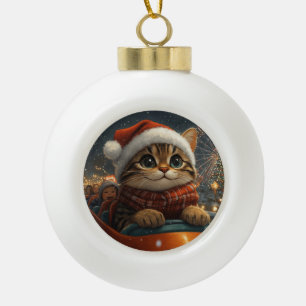 Bengal Kat Roller Coaster Kerstmis Keramische Bal Ornament