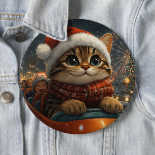 Bengal Kat Roller Coaster Kerstmis Ronde Button 6,0 Cm