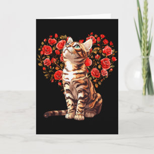 Bengal Kat Valentijnsdag Bloemhart Ontwerp Voor Kaart