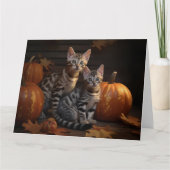 Bengal Kitten Herfst Plezier Pompoen Kaart (Voorkant)
