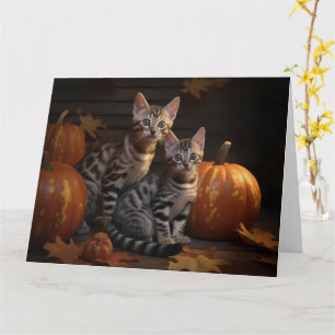 Bengal Kitten Herfst Plezier Pompoen Kaart