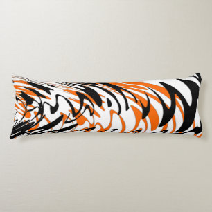 Bengal Kleuren Kronkelige Oranje en Zwarte Lijnen Lichaamskussen