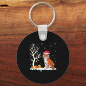 Bengal Tiger Santa Hat Festive Tree Light Christma Sleutelhanger (Voorkant)