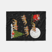 Bengal Tiger Santa Sleigh Flying Funny Magical Chr Fleece Deken (Voorkant (Horizontaal))