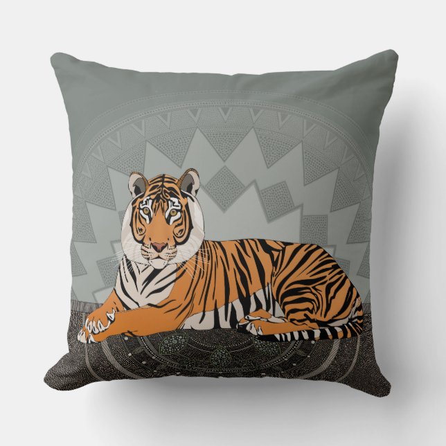 bengal tijger mandala korstmos kussen (Voorkant)