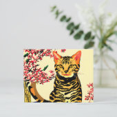 Bengale kat op tafel briefkaart (Staand voorkant)