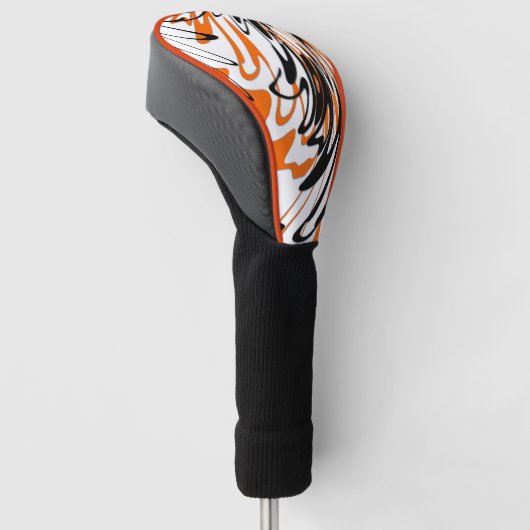 Bengale kleuren, vierkant Oranje en zwart Golfheadcover (Schuin)