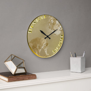 Bengale Tigres Or Coin, Horloge Mur