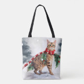 Bengalen Kat in Sneeuw Kerstmis Draagtas (Achterkant)