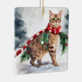 Bengalen Kat in Sneeuw Kerstmis Keramisch Ornament (Rechts)