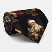 Bengalen Kat met Sinterklaas Feestelijke Kerstmis Stropdas (Opgerold)