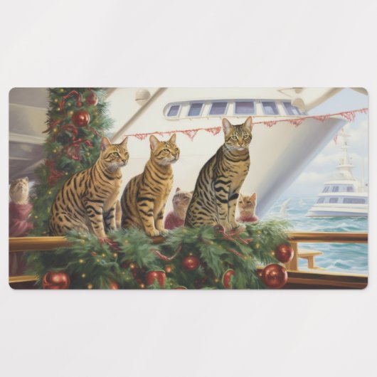 Bengalen Katten Kerst Cruise: Pawsome Holiday Labels (Design 1)