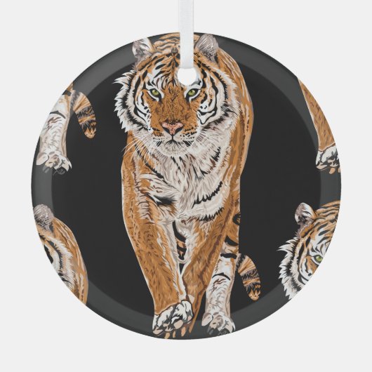 Bengalen tijger schets: dierenprint glas ornament (Voorkant)