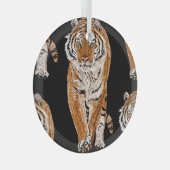Bengalen tijger schets: dierenprint glas ornament (Voorkant Rechts)