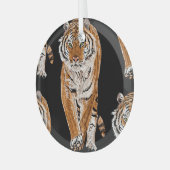 Bengalen tijger schets: dierenprint glas ornament (Voorkant links)