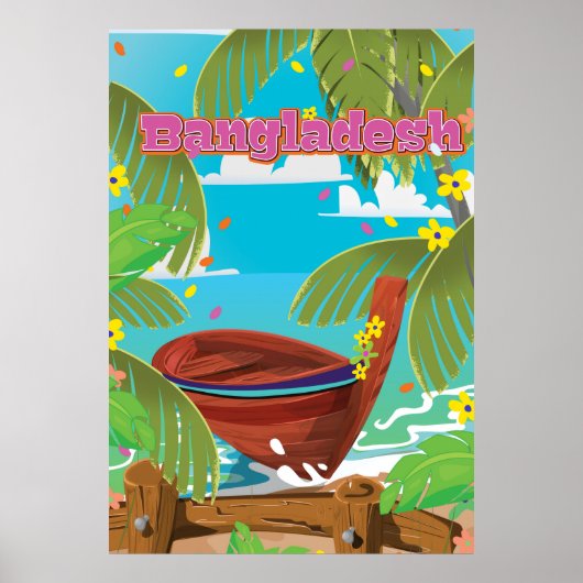 Bengalese Cartoon reist poster print. (Voorkant)