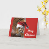 Bengalese Tijger Kerstman Kaart (Gele Bloem)