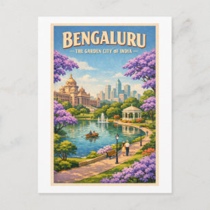 Bengaluru, India, in klassieke retro-reisstijl Briefkaart