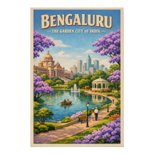 Bengaluru, India, in klassieke retro-reisstijl Perfect Poster