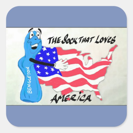 Bengelton Sokken Vierkante Sticker (Voorkant)