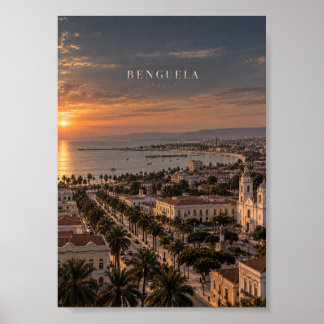 Benguela Cinematic Monochrome Stads Kunst Poster