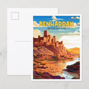 Benhaddau Marokko vintage reisillustratie Briefkaart