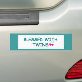 Béni avec Twins Deux Coeurs Bumper Sticker (En voiture)