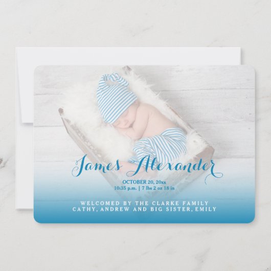 Béni | Faire-part de naissance Bébé bleu (Dos)