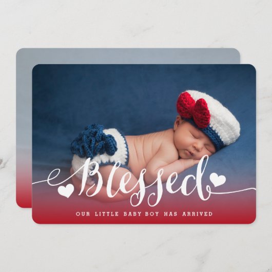 Béni | Faire-part de naissance bébé garçon (Devant / Derrière)