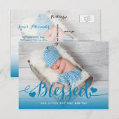Béni | Faire-part de naissance photo Blue Baby Boy (Devant / Derrière)