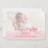 Béni | Faire-part de naissance photo Pink Baby Gir (Dos)