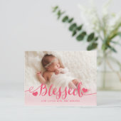 Béni | Faire-part de naissance rose bébé fille (Debout devant)