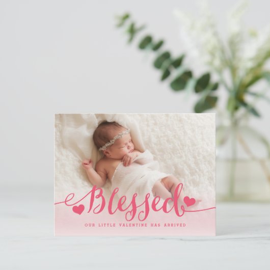 Béni | Faire-part de naissance rose Valentine (Debout devant)