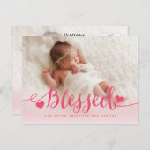 Béni | Faire-part de naissance rose Valentine (Devant / Derrière)