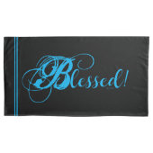 Béni ! Parure de taie d'oreiller {Noir/Bleu) (devant-gauche)